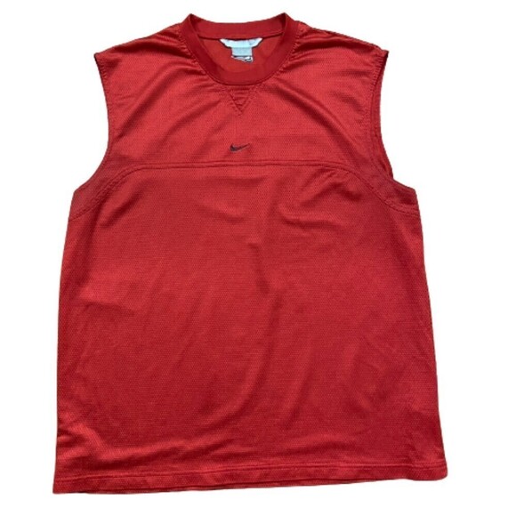 Nike Vintage Y2K Center Swoosh Mesh Red Sleeveless Shirt Men's Size XL - Picture 1 of 7